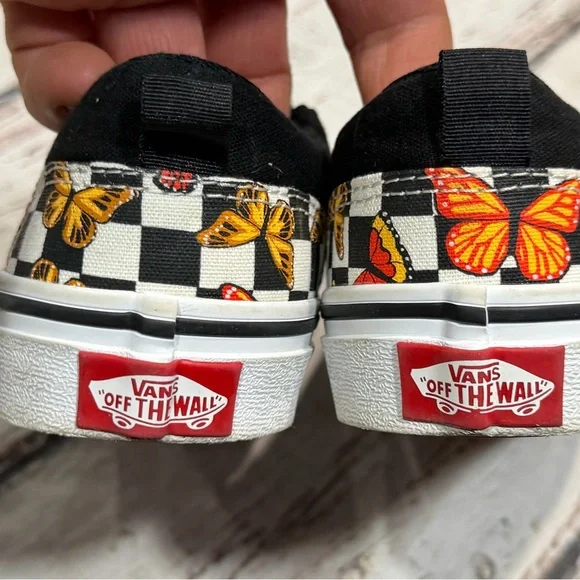 Vans Asher Butterfly Checkerboard Girls Slip On Shoes Sneakers - Picture 4 of 9